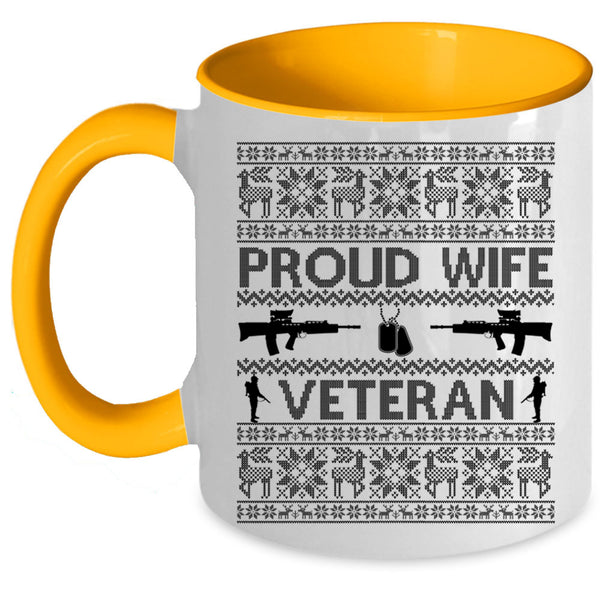Cute Gift For Veteran's Wife Coffee Mug, Proud Wife Veteran Accent Mug