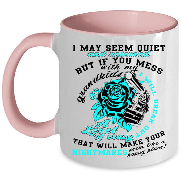 Cool Gift For Dad Coffee Mug, Don't Mess With My Grandkids Accent Mug