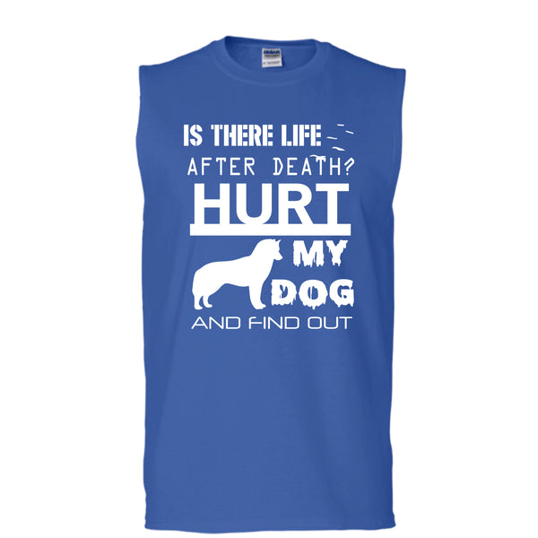 Is There Life After Death T Shirt, Hurt My Dog And Find Out T Shirt, Cool T Shirt (Men's Cotton Sleeveless)