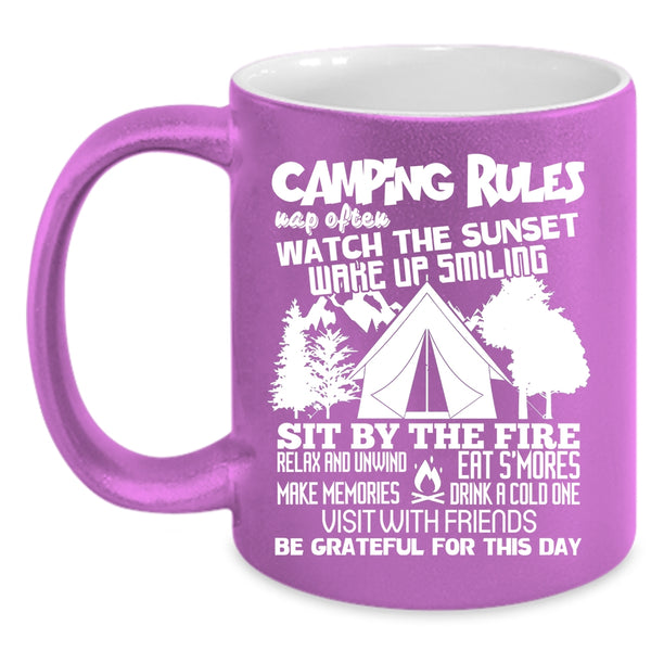Camping Rules Coffee Mug, Awesome Gift For Camper Coffee Cup