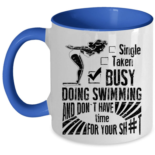 Busy Doing Swimming Coffee Mug, Relationship Status Accent Mug