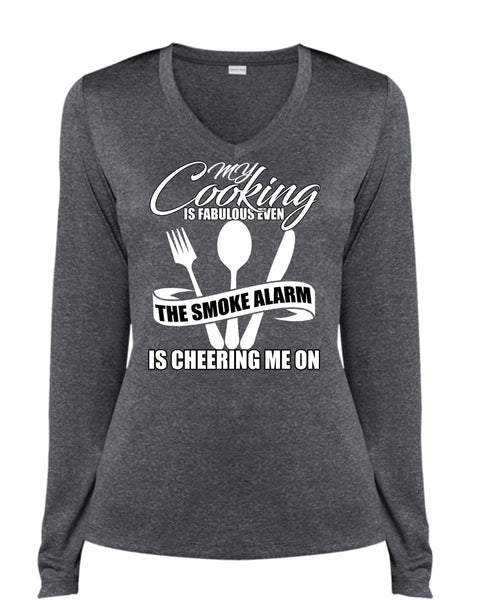 My Cooking Is Fabulous Even T Shirt, Being A Chef T Shirt, Cool Shirt (Ladies LS Heather V-Neck)