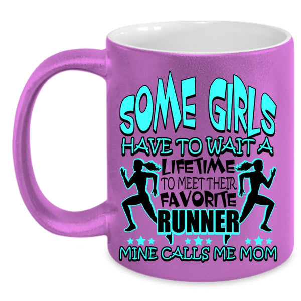 I Love Runner Coffee Mug, My Favorite Runner Calls Me Mom Accent Mug