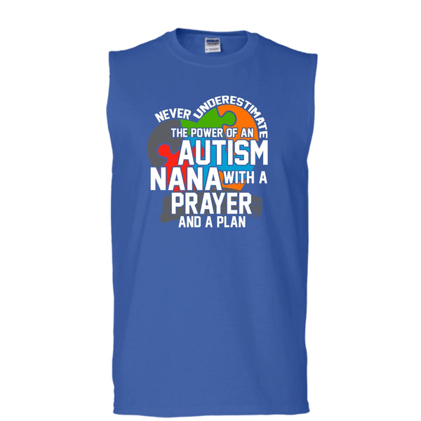 Never Underestimate T Shirt, The Power Of An Autism Nana Tank Top (Men's Cotton Sleeveless)