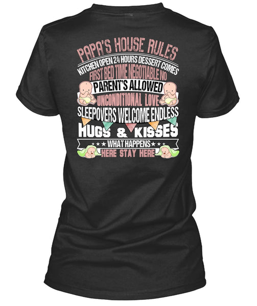 Papa's House Rules T Shirt, Hugs And Kisses T Shirt