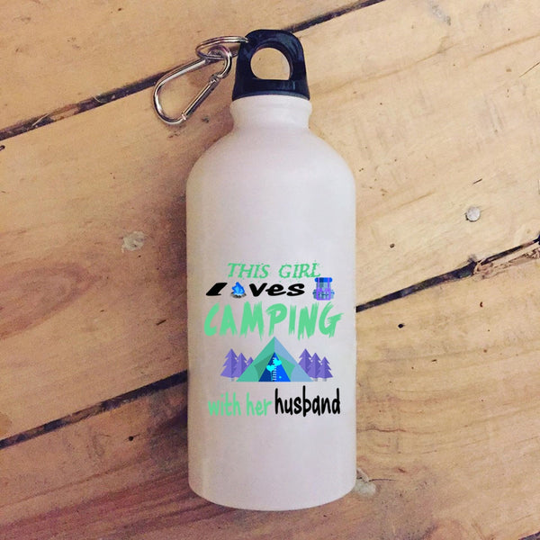 This Girl Loves Camping With Her Husband 20 oz Stainless Steel Bottle,Married Outdoor Sports Water Bottle