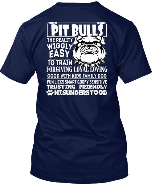 Pit Bulls The Reality Wiggly Easy T Shirt, Good With Kids Family Dog T Shirt
