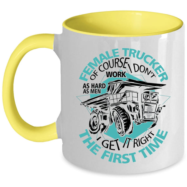 Cool Gift For Mom Coffee Mug, Female Trucker Accent Mug