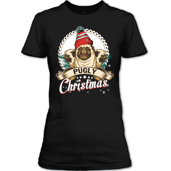 Pugly Christmas T Shirt, Coolest Pug T Shirt