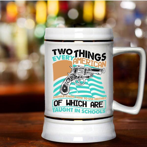 Cool American Flag Beer Stein 22oz, Two Things Every American Beer Mug