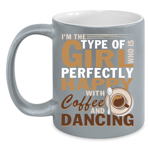 Pretty Girls Coffee Mug, Happy With Coffee And Dancing Coffee Cup