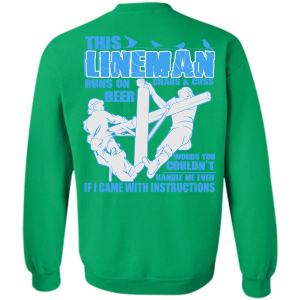 I Came With Instructions T Shirt, This Lineman Runs On Beer Sweatshirt
