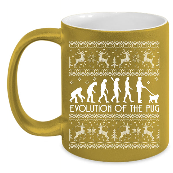 Evolution Of The Pug Coffee Mug, Christmas Gift For Pug Lover Coffee Cup