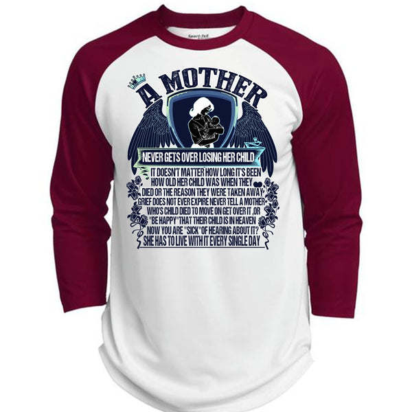 A Mother Never Gets Over Losing Her Child T Shirt, I Love Mom T Shirt, Awesome T-Shirts  (Polyester Game Baseball Jersey)