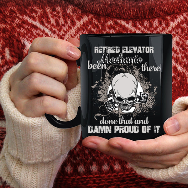 Ritired Elevator Mechanic Coffee Mug, Cool Retirement Coffee Cup