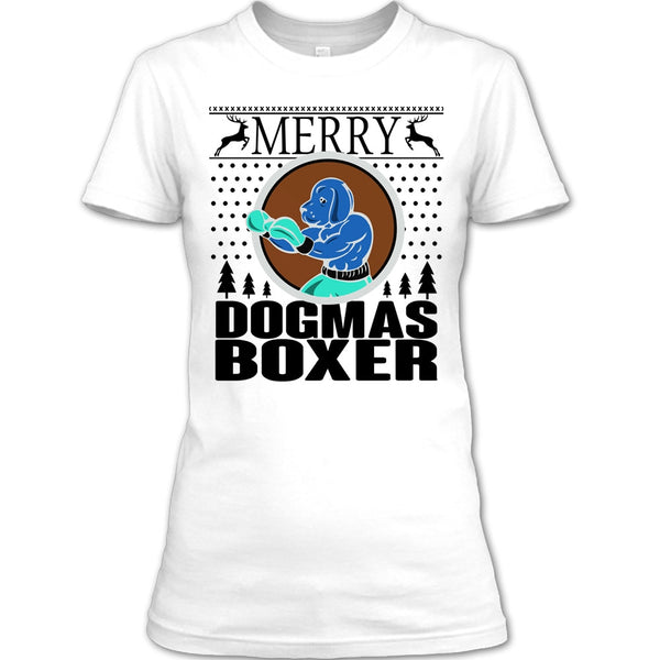 Merry Dogmas Boxer T Shirt, Cool Dog Lover T Shirt