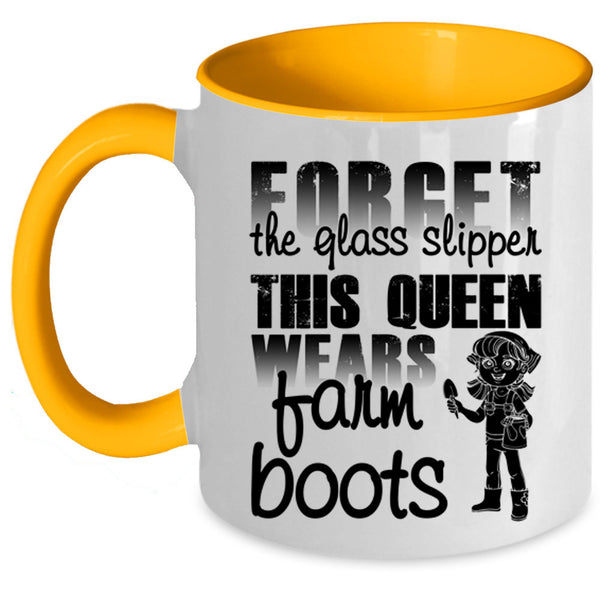 Beautiful Lady Coffee Mug, This Queen Wears Farm Boots Accent Mug
