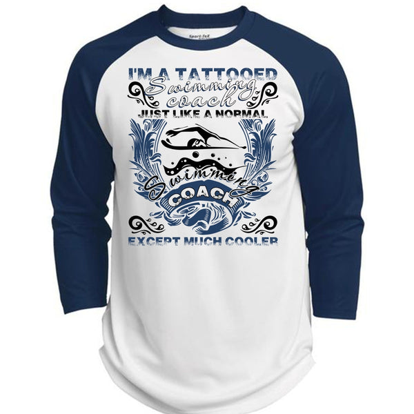 I'm A Tattooed Swimming Coach T Shirt, I Love Swimming T Shirt, Awesome T-Shirts  (Polyester Game Baseball Jersey)