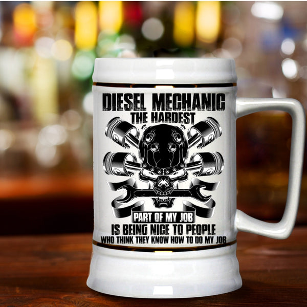 Best Gift For Diesel Mechanic Beer Stein 22oz, Diesel Mechanic Beer Mug