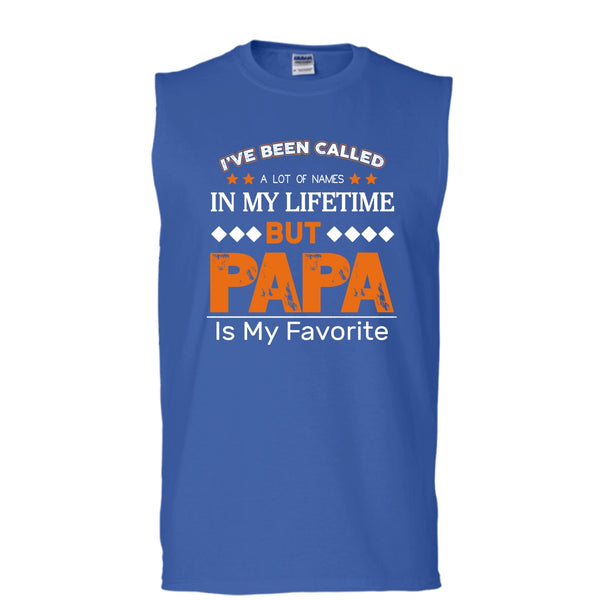 Papa Is My Favorite Name Shirt, Father's Day Shirt (Men's Cotton Sleeveless)