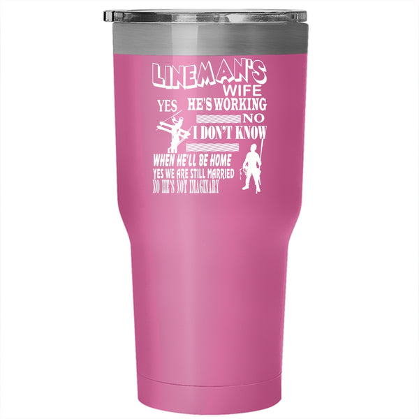 Lineman's Wife Tumbler 30 oz Stainless Steel, Beautiful Lineman's Wife Travel Mug