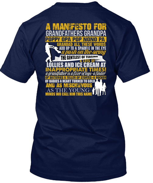 A Manifesto For Grandfathers Grandpa T Shirt, Being A Papa T Shirt