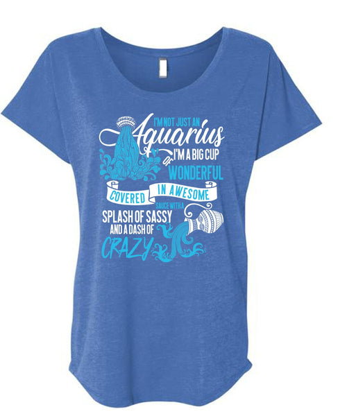 I'm Not Just An Aquarius T Shirt, Dash Of Crazy T Shirt, Cool Shirt (Ladies' Triblend Dolman Sleeve)
