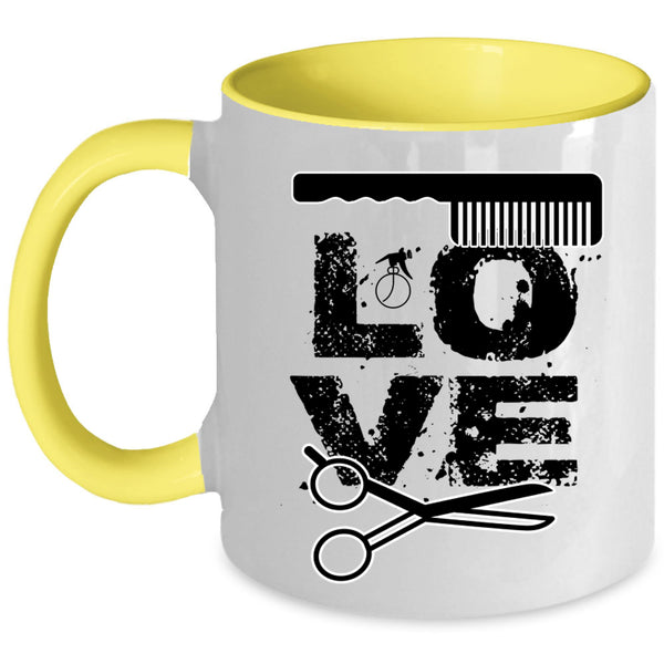 Cute Gift For Hairstylist Coffee Mug, Love Hairstylist Accent Mug