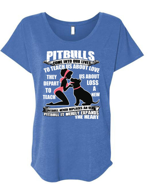 Pit Bulls Come Into Our Lives T Shirt, My Favorite T Shirt, Cool Shirt (Ladies' Triblend Dolman Sleeve)