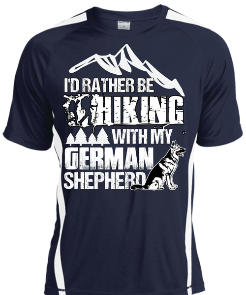 I'd Rather Be Hiking T Shirt, German Shepherd T Shirt, Cool Shirt