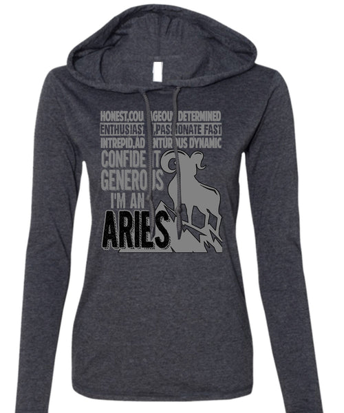 I'm An Aries T Shirt, Being An Aries T Shirt (Anvil Ladies Ringspun Hooded)