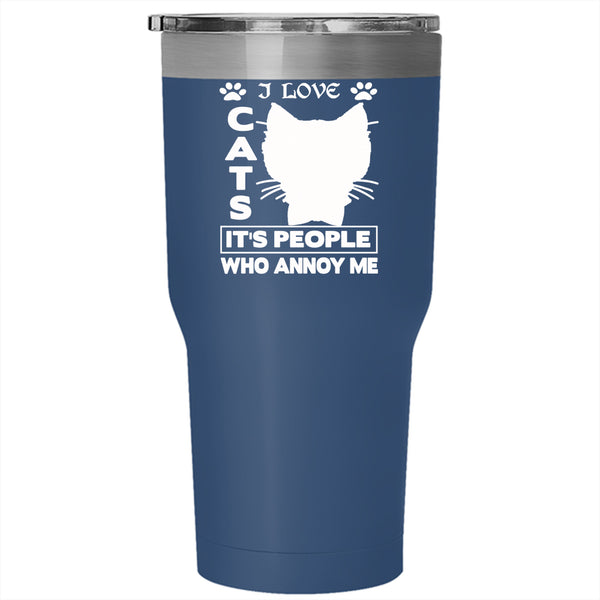 I Love Cats Tumbler 30 oz Stainless Steel, Cute Gift For Cat Lovers Travel Mug