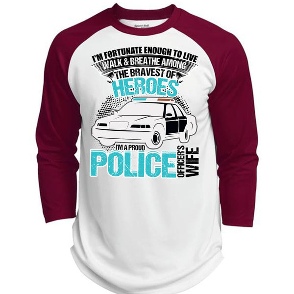 I'm A Proud Police Officer's Wife T Shirt, I Love Police T Shirt, Awesome T-Shirts  (Polyester Game Baseball Jersey)