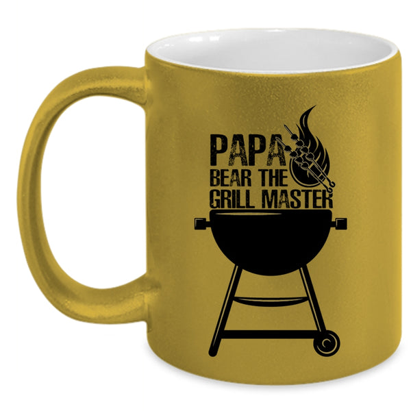 Funny Gift For Papa Coffee Mug, Papa Bear The Grill Master Accent Mug