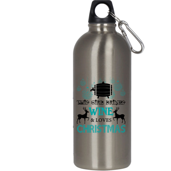 This Girl Drinks Wine And Loves Christmas 20 oz Stainless Steel Bottle,Cute Girls Outdoor Sports Water Bottle