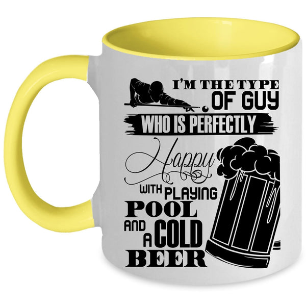 Cool Dad Coffee Mug, Happy With Playing Pool And A Cold Beer Accent Mug