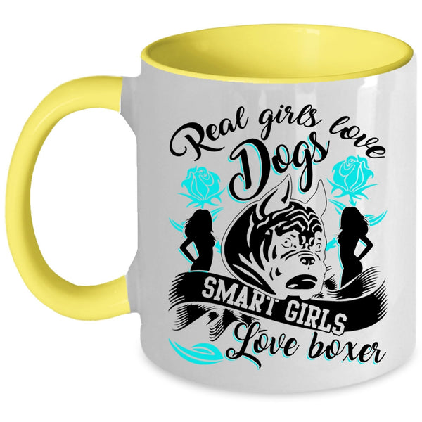 Smart Girls Love Boxer Coffee Mug, Real Girls Love Dogs Accent Mug
