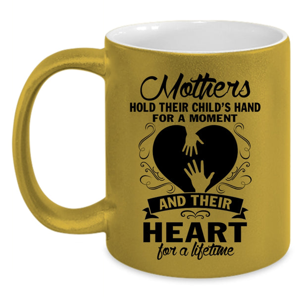 Mom And Kids Coffee Mug, Mothers Hold Their Child's Heart Accent Mug