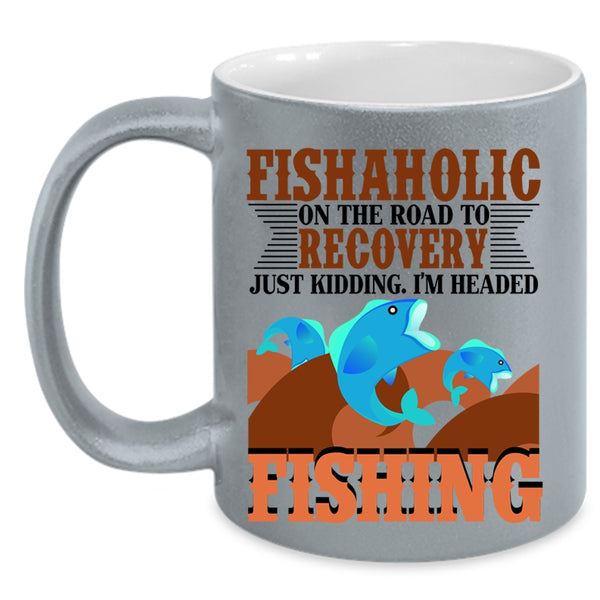 I'm Headed Fishing Coffee Mug, Fishaholic On The Road Accent Mug