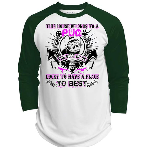 This House Belongs To A Pug T Shirt, I Love Pug T Shirt, Awesome T-Shirts  (Polyester Game Baseball Jersey)