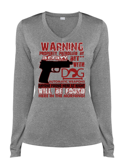 Dog Automatic Weapons T Shirt, Being A Veteran T Shirt, Cool Shirt (Ladies LS Heather V-Neck)