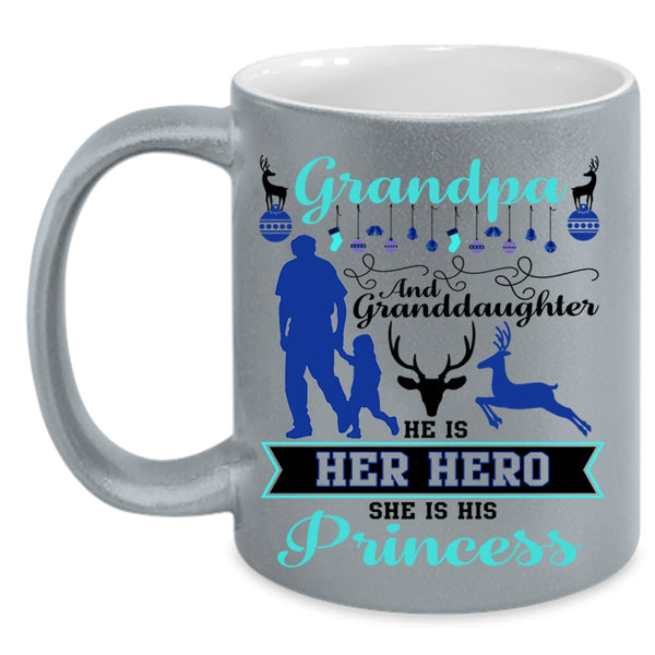 Cute Christmas Coffee Mug, Grandpa And Granddaughter Accent Mug
