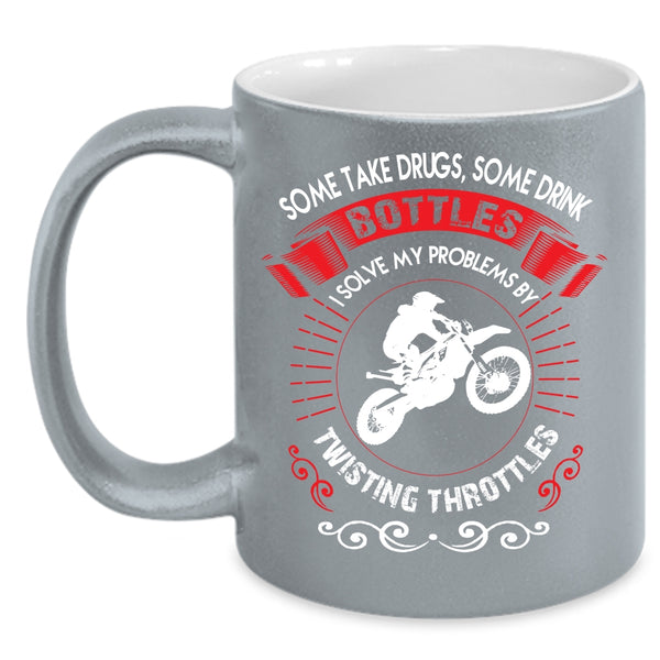 I Solve My Problems By Twisting Throttles Coffee Mug, Funny Motorcycles Coffee Cup