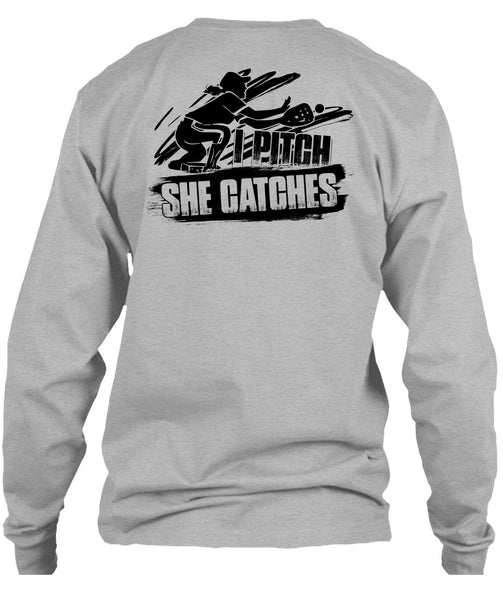 I Pitch She Catches T Shirt, I Love Softball T Shirt