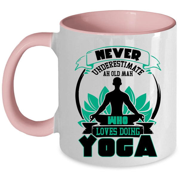 Cool Grandpa Coffee Mug, An Old Man Loves Doing Yoga Accent Mug