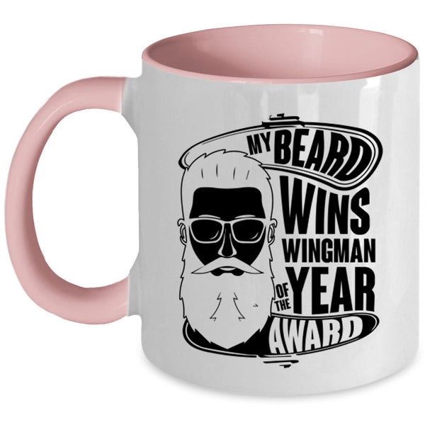 Cool Bearded Man Coffee Mug, My Beard Wins Wingman Of The Year Award Accent Mug