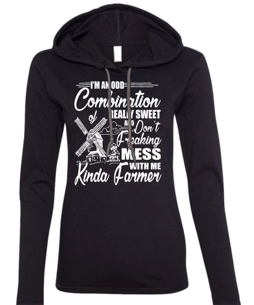 Mess With Me Kinda Farmer T Shirt, Being A Farmer T Shirt (Anvil Ladies Ringspun Hooded)