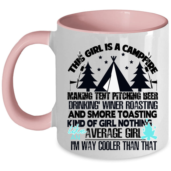 Cool Gift For Daughter Coffee Mug, This Girl Is A Campfire Accent Mug