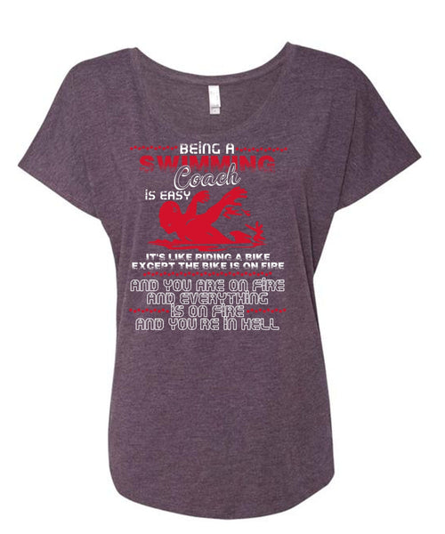 Being A Swimming Coach T Shirt, You're In Hell T Shirt, Cool Shirt (Ladies' Triblend Dolman Sleeve)