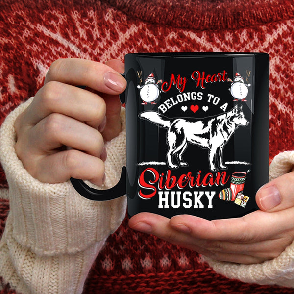 My Heart Belongs To A Siberian Husky Coffee Mug, Funny Husky Coffee Cup